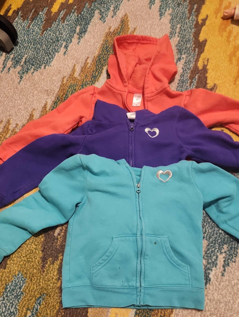 jumping beans Girls' Hoodie Set in Coral, Purple, and Teal